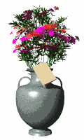 Moving-animated picture of Mothers Day flowers in vase with card